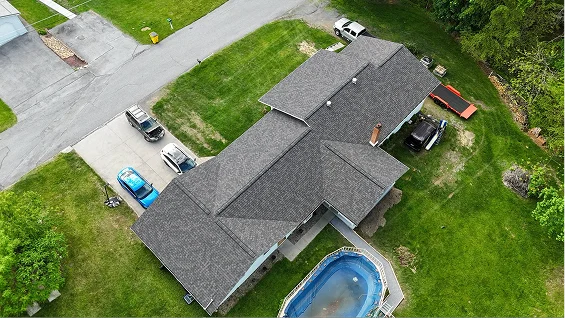 eagle eye shot of a house